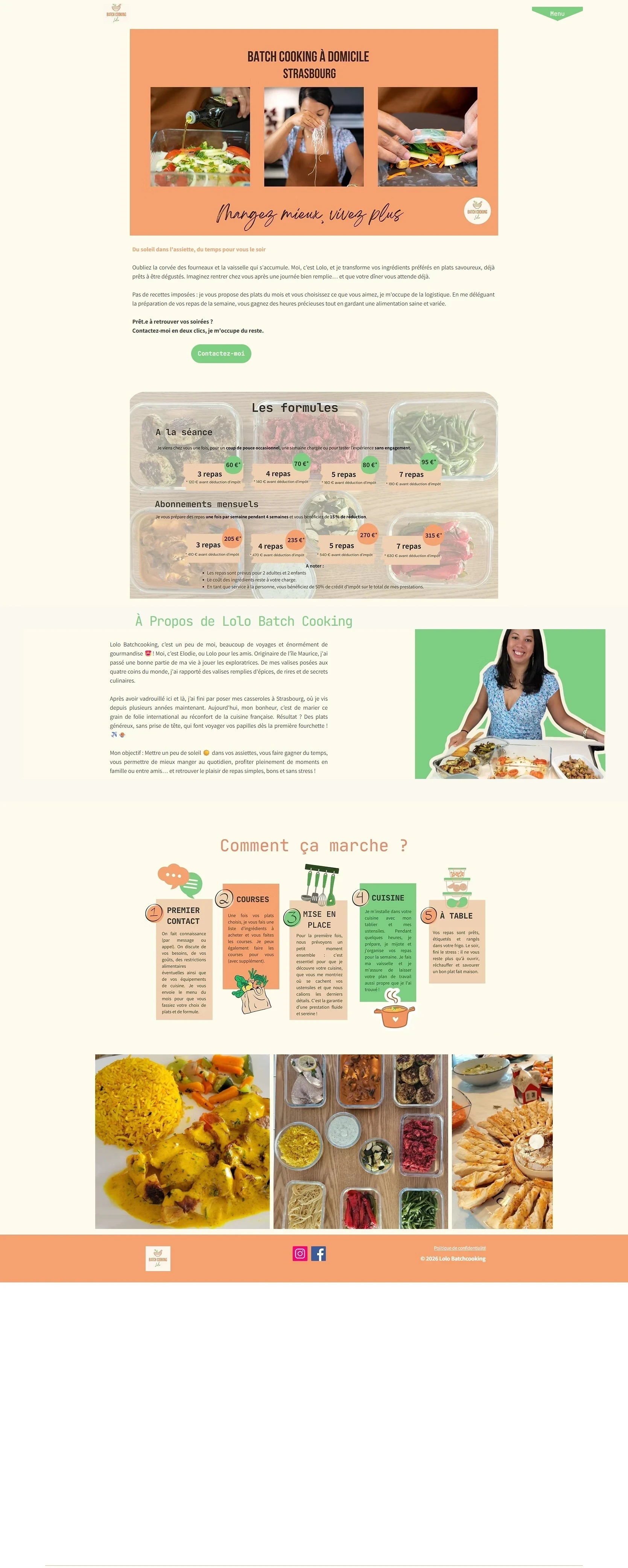 L'ancien site Lolo Batch Cooking sur Wix, avant la refonte