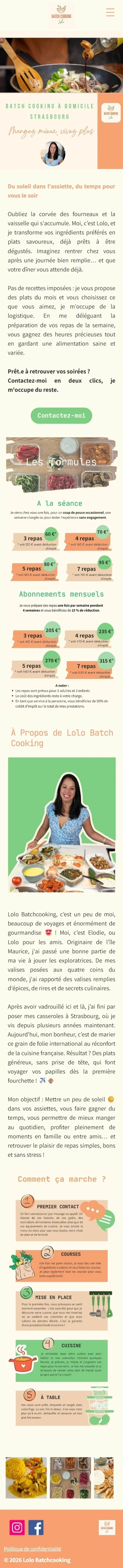 L'ancien site Lolo Batch Cooking sur Wix, version mobile