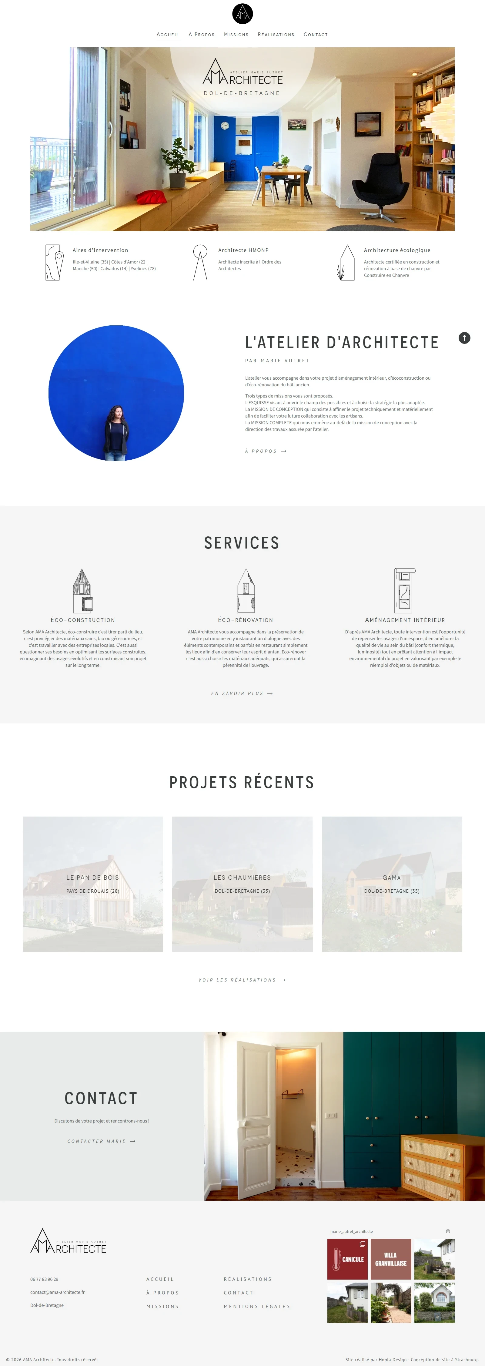 Page d'accueil du site AMA architecte
