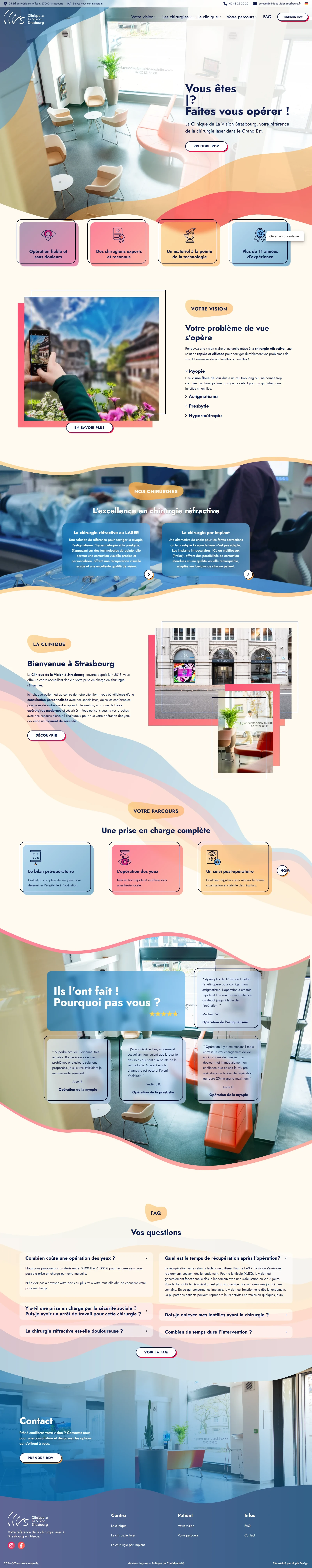 Page d'accueil du site Clinique de la Vision
