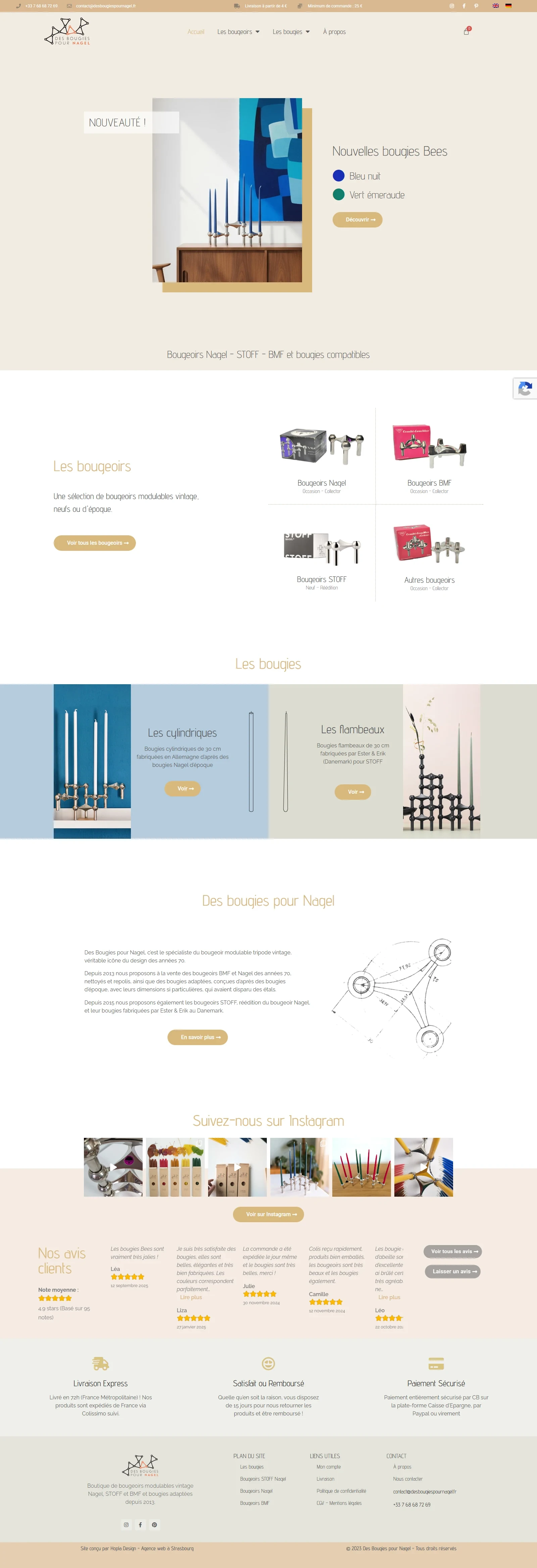 Page d'accueil du site Des Bougies pour Nagel