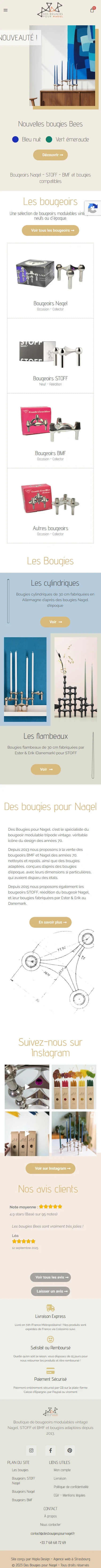 Version mobile du site Des Bougies pour Nagel