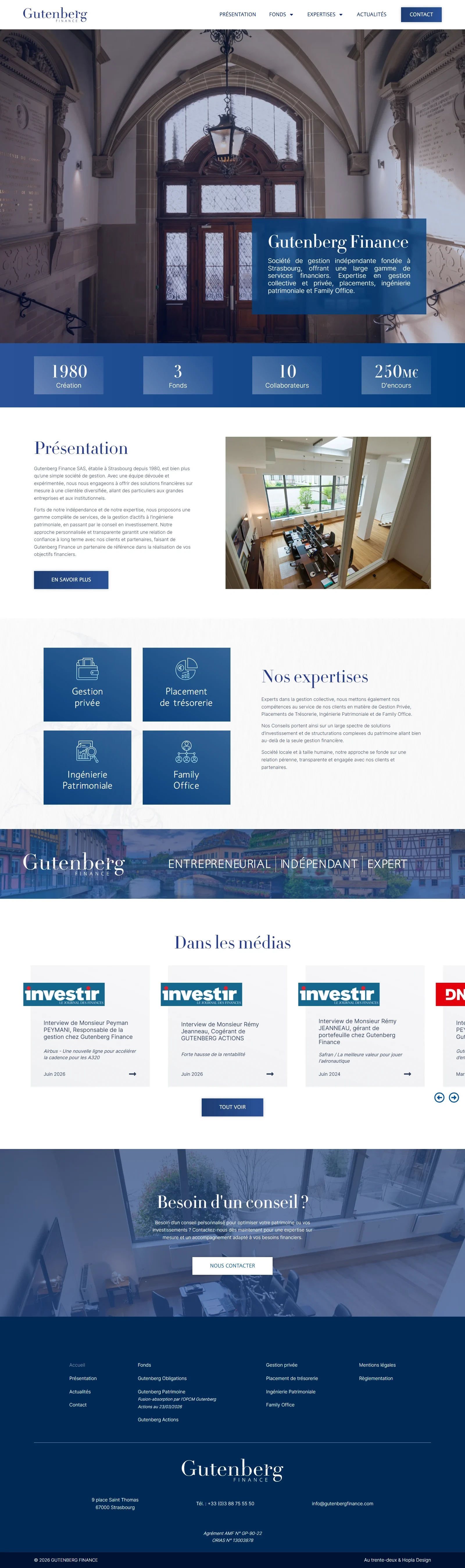 Page d'accueil du site Gutenberg Finance