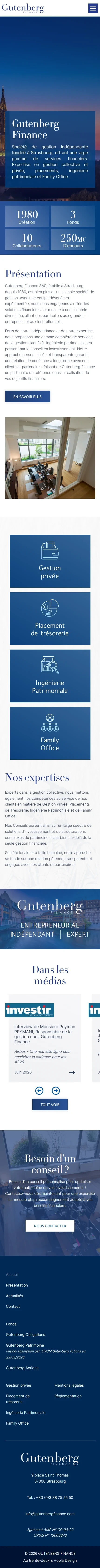Version mobile du site Gutenberg Finance