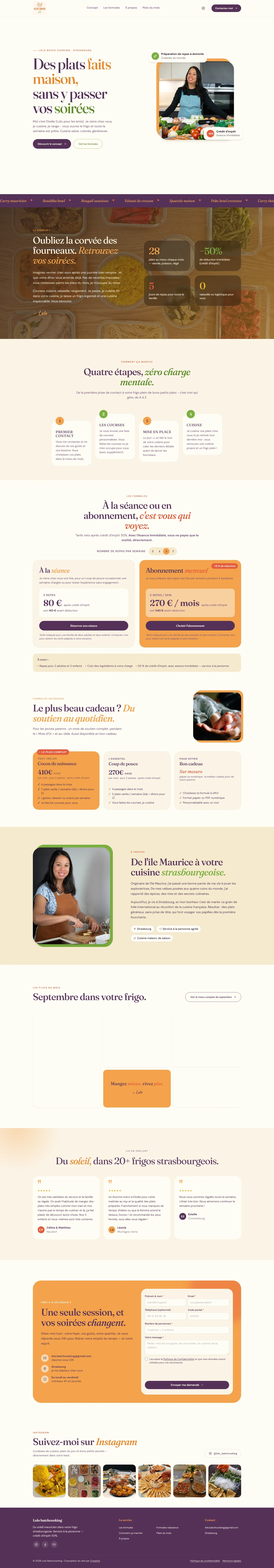 Page d'accueil du site Lolo Batch Cooking
