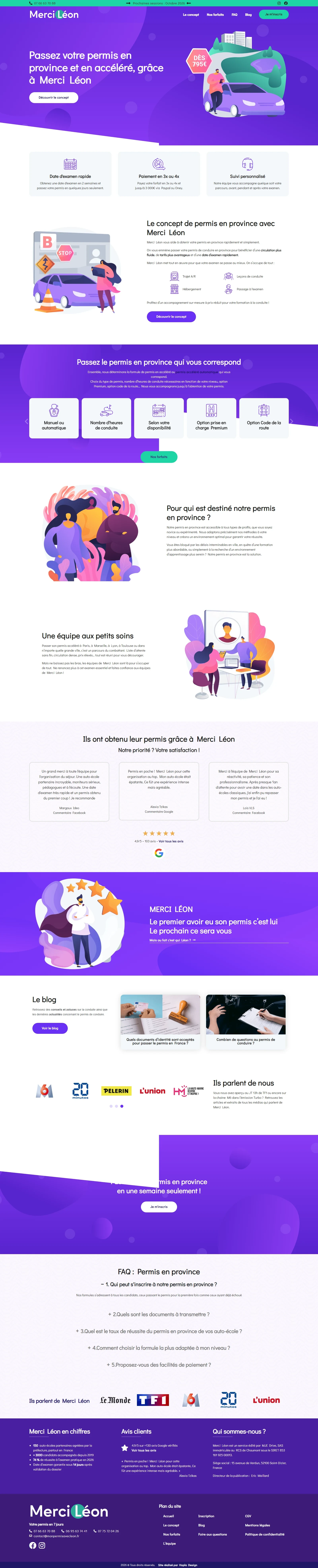 Page d'accueil du site Merci Léon