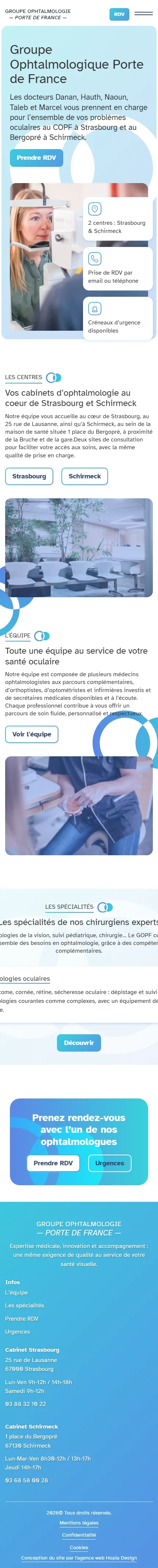 Version mobile du site Ophtalmologie Porte de France