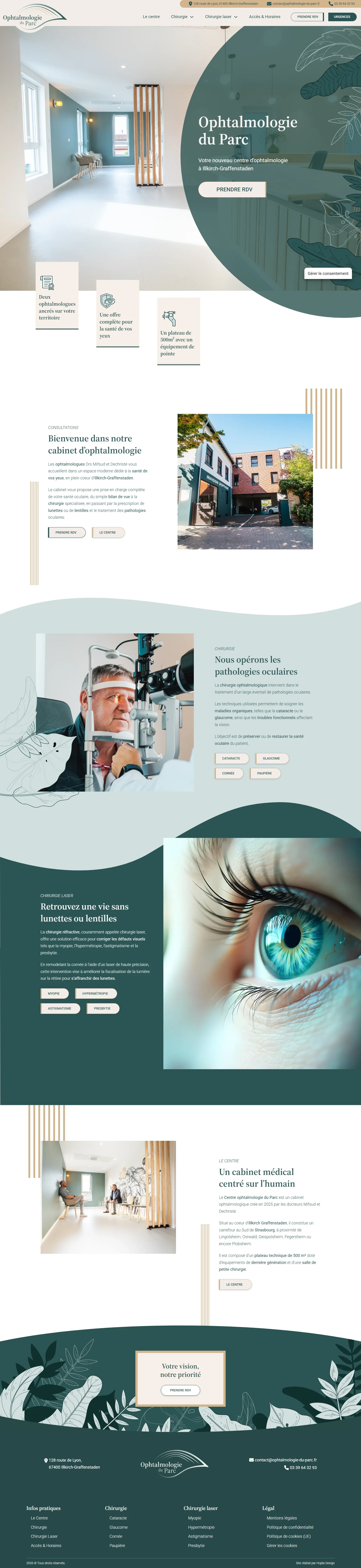 Page d'accueil du site Ophtalmologie du Parc