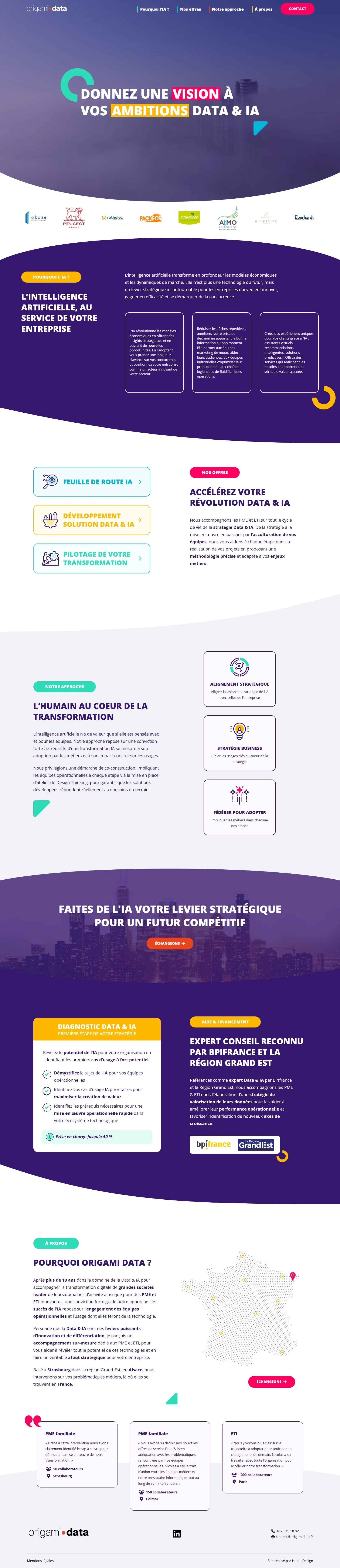 Page d'accueil du site ORIGAMI DATA