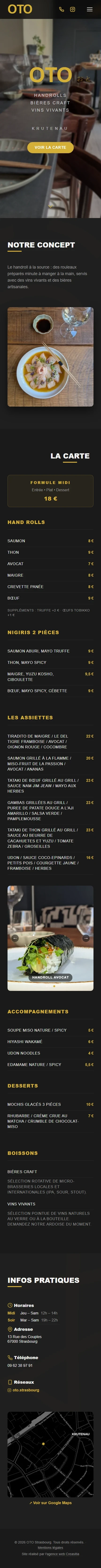 Version mobile du site Restaurant OTO