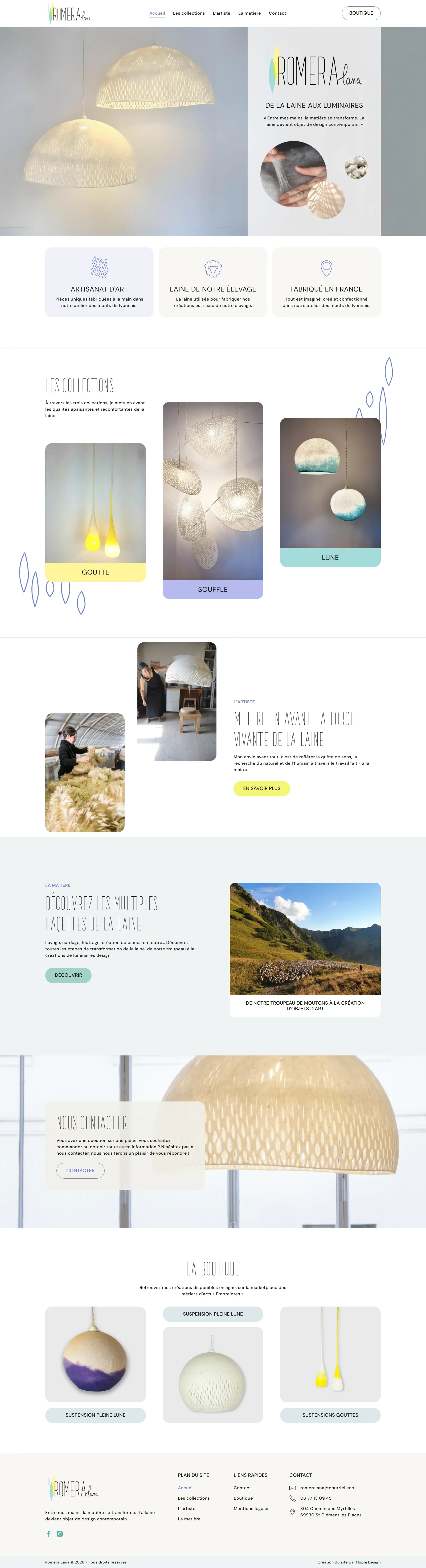 Page d'accueil du site Romera Lana