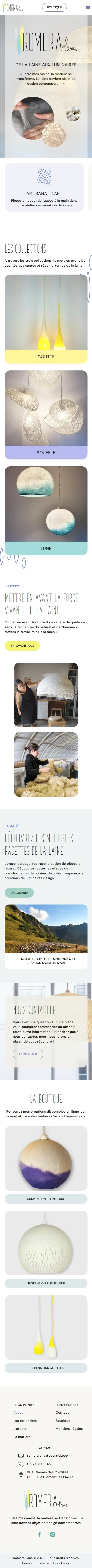 Version mobile du site Romera Lana