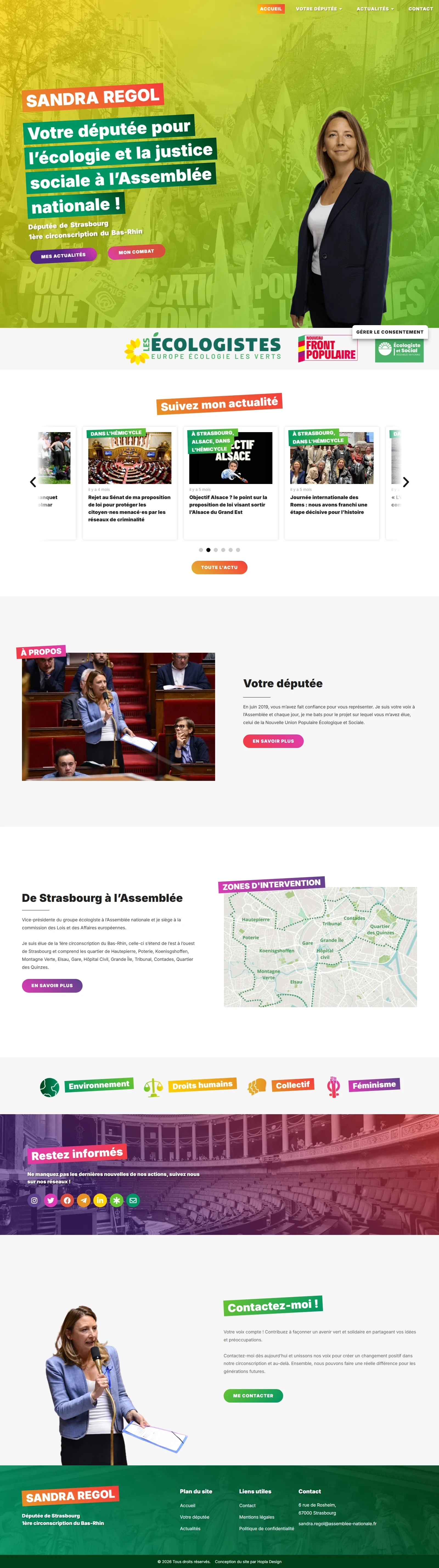 Page d'accueil du site Sandra Regol