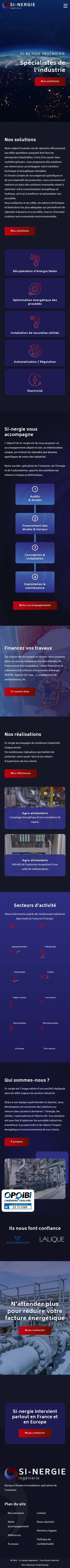 Version mobile du site Si-nergie ingénierie