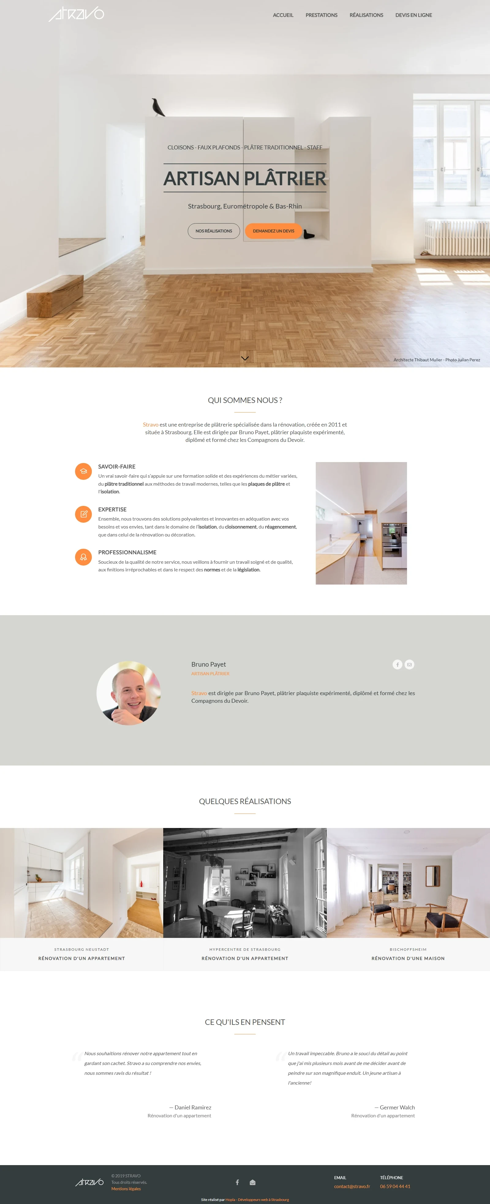Page d'accueil du site Stravo