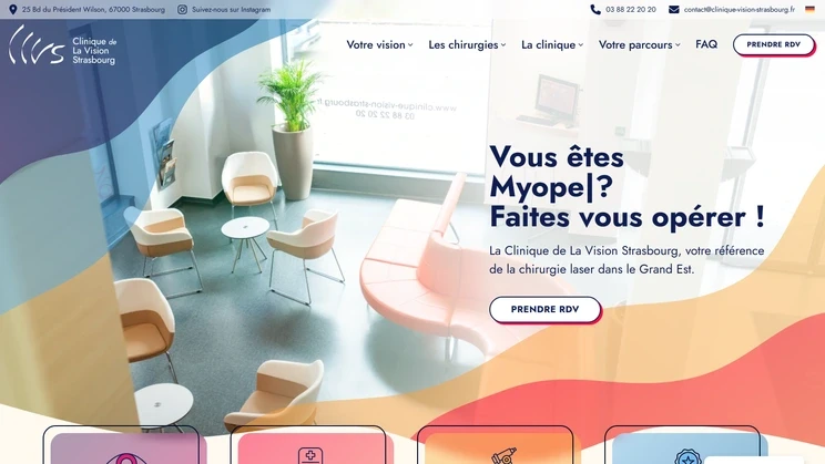 Page d'accueil du site Clinique de la Vision