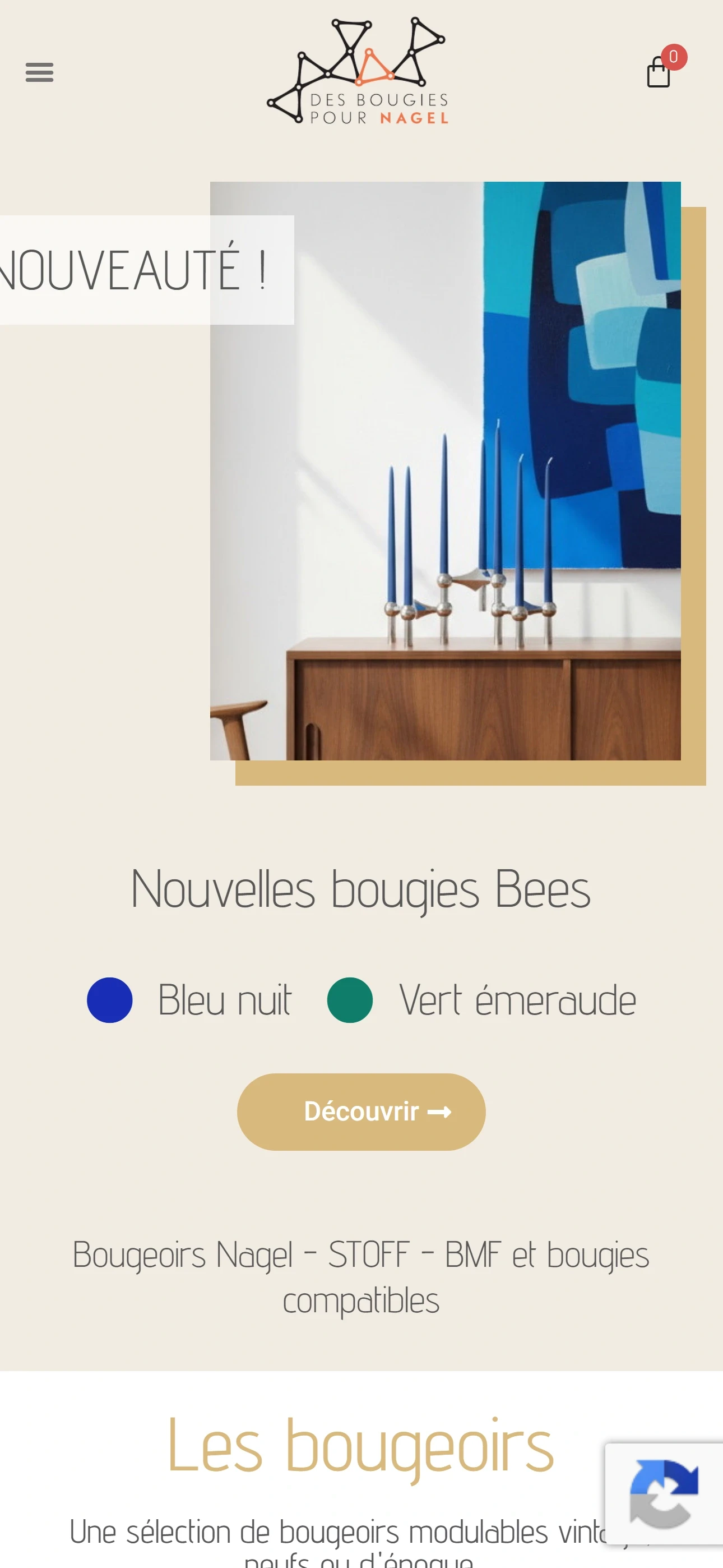 Version mobile du site Des Bougies pour Nagel