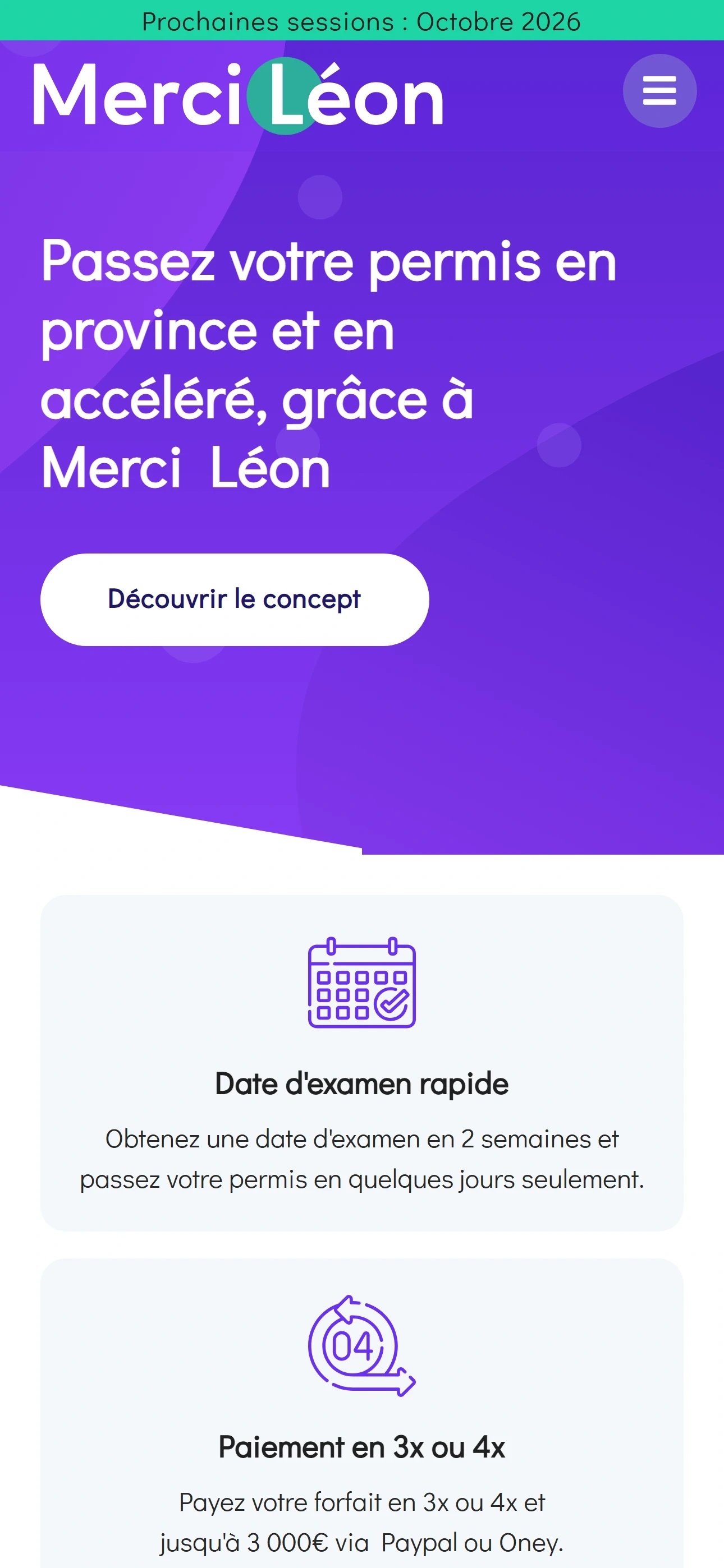 Version mobile du site Merci Léon