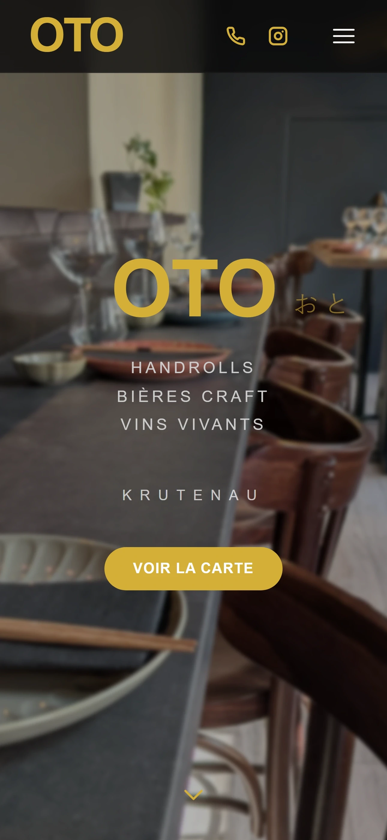Version mobile du site Restaurant OTO