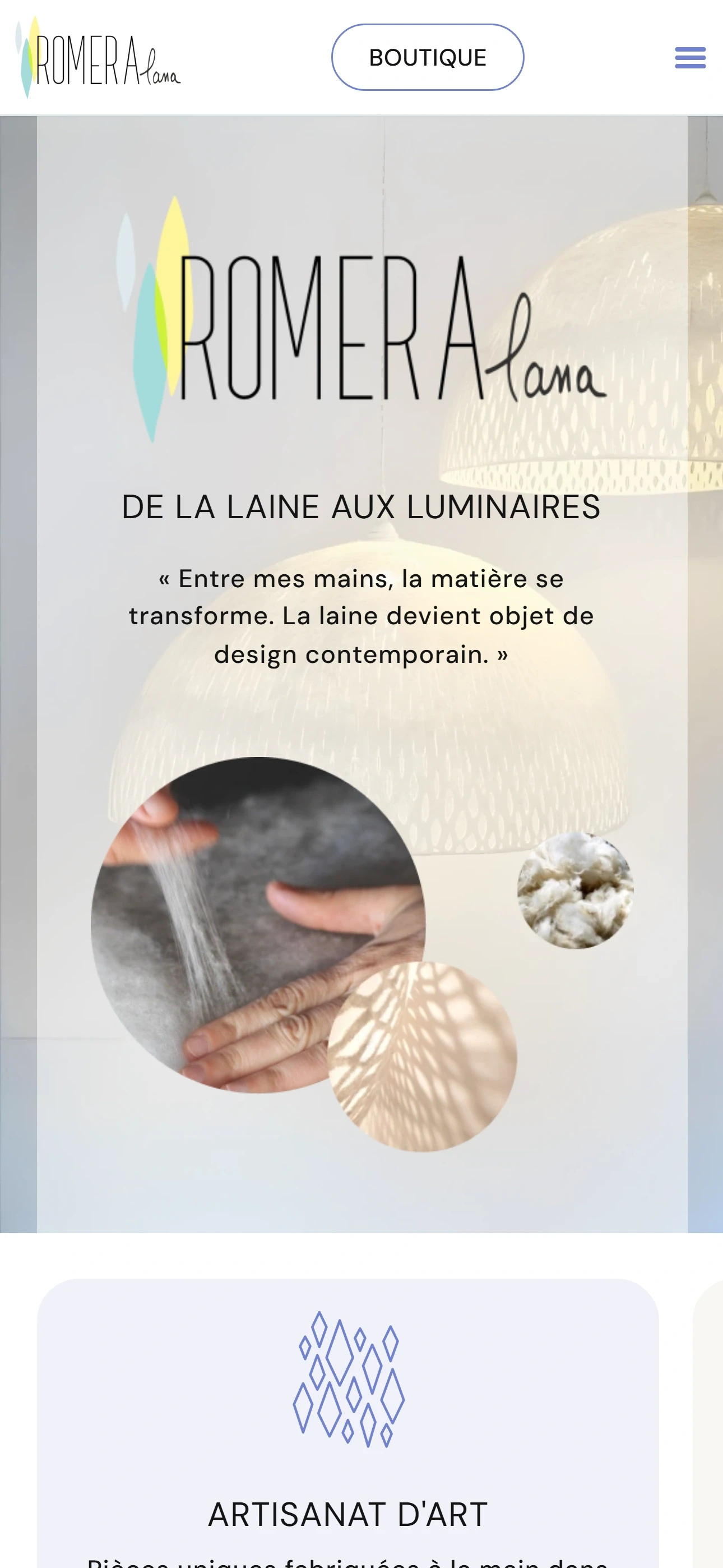 Version mobile du site Romera Lana