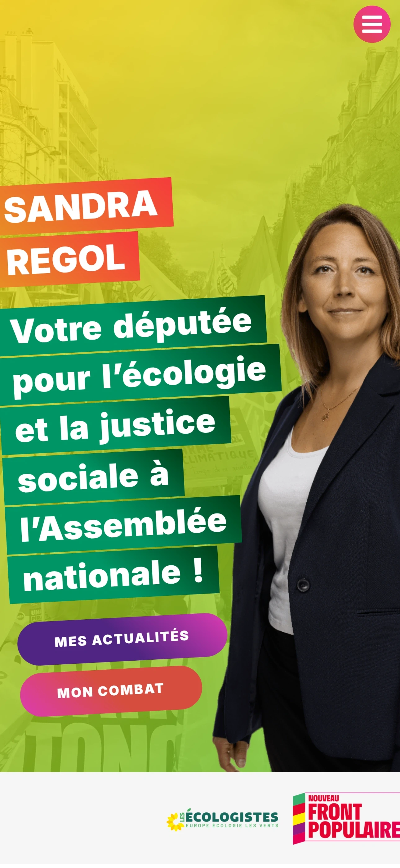 Version mobile du site Sandra Regol