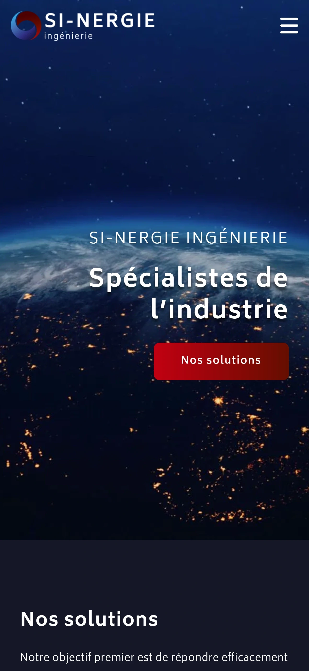 Version mobile du site Si-nergie ingénierie