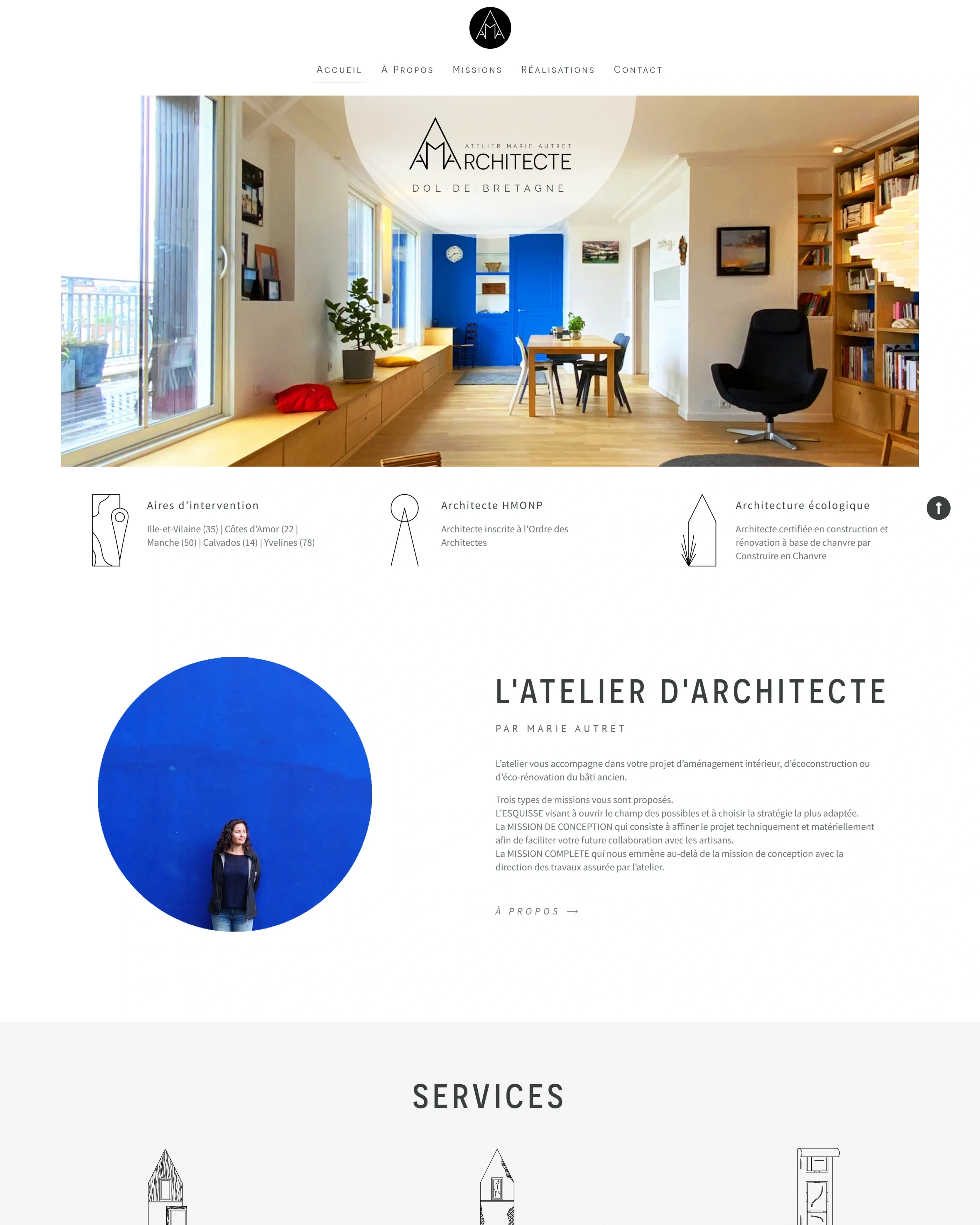 Page d'accueil du site AMA architecte