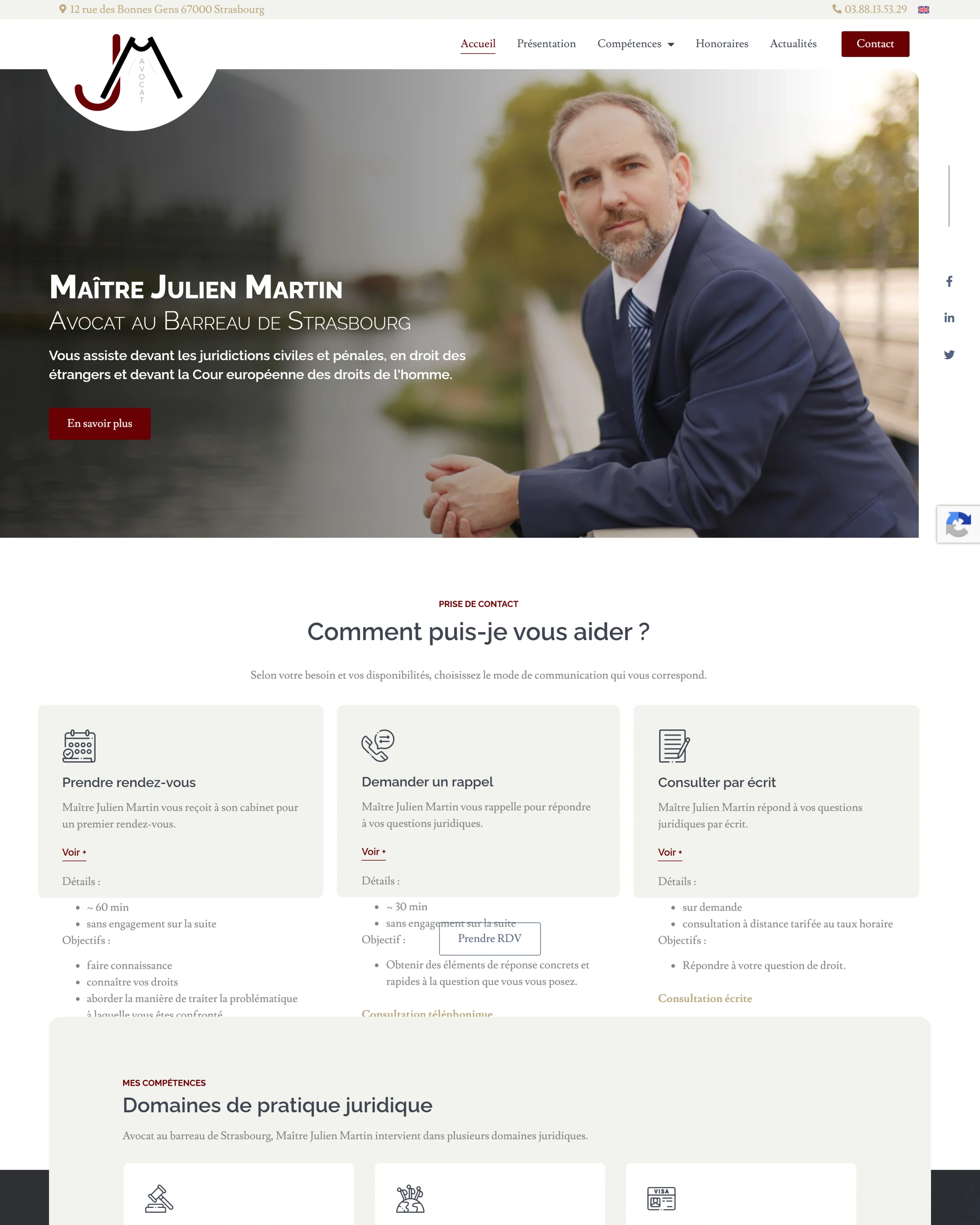 Page d'accueil du site Julien Martin