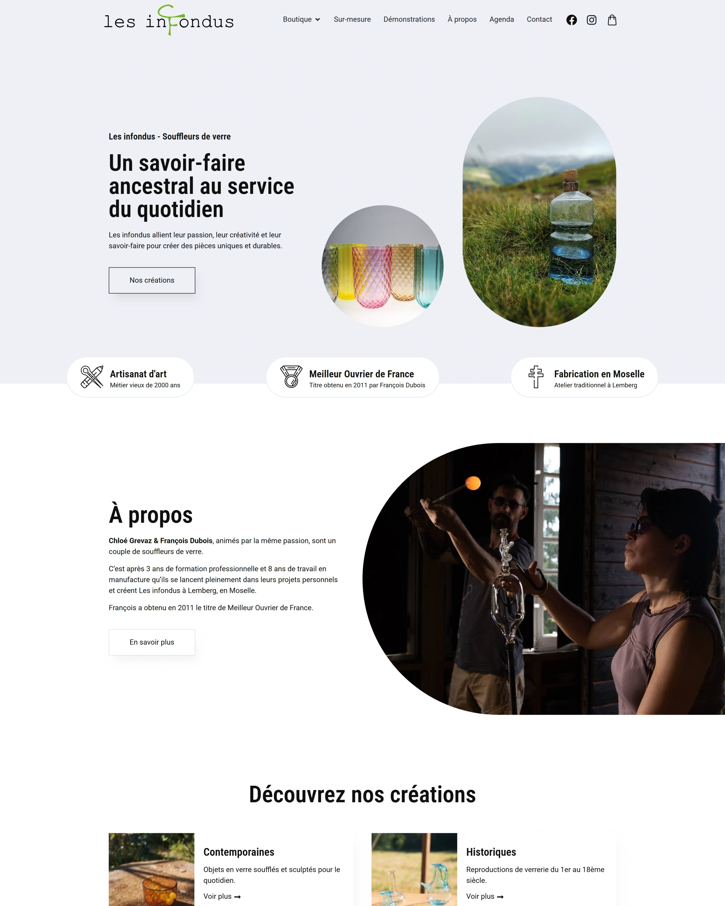 Page d'accueil du site Les Infondus