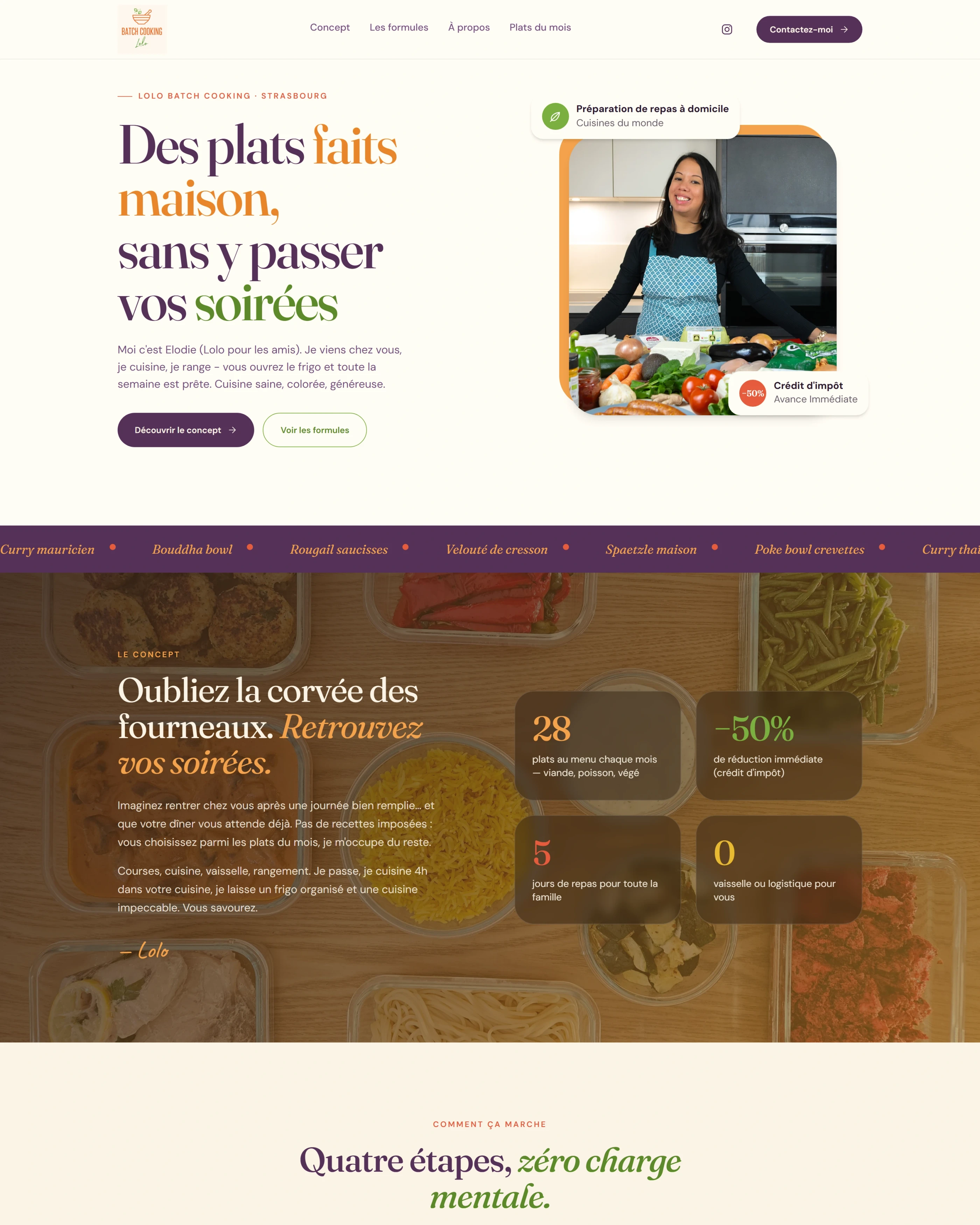 Page d'accueil du site Lolo Batch Cooking