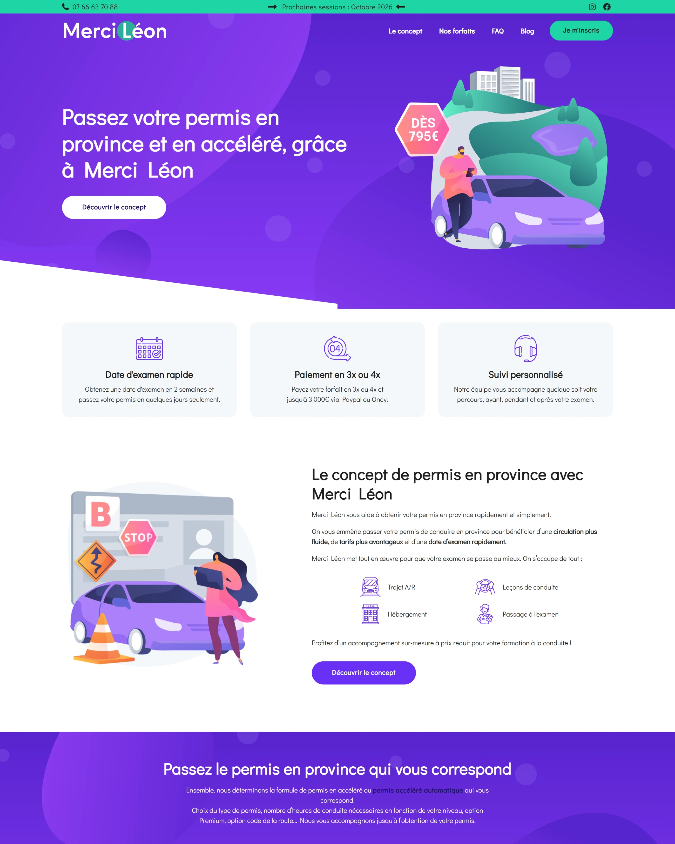 Page d'accueil du site Merci Léon