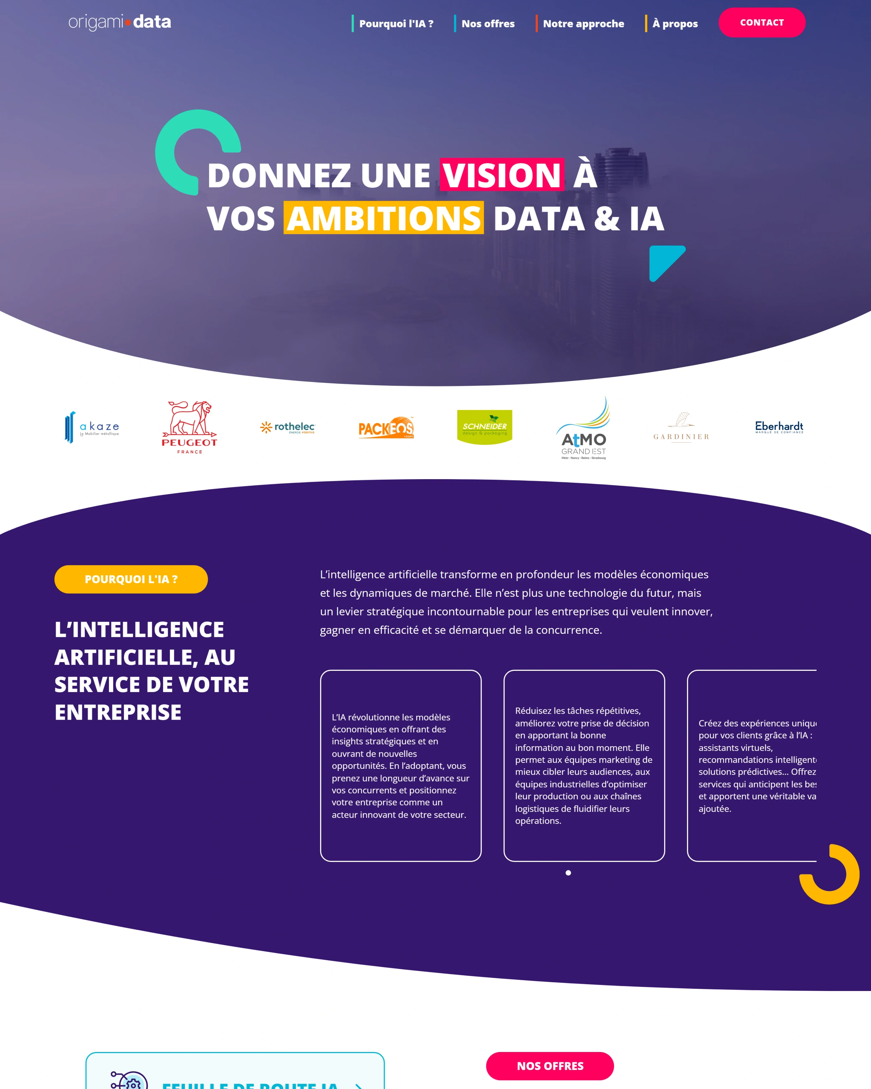 Page d'accueil du site ORIGAMI DATA