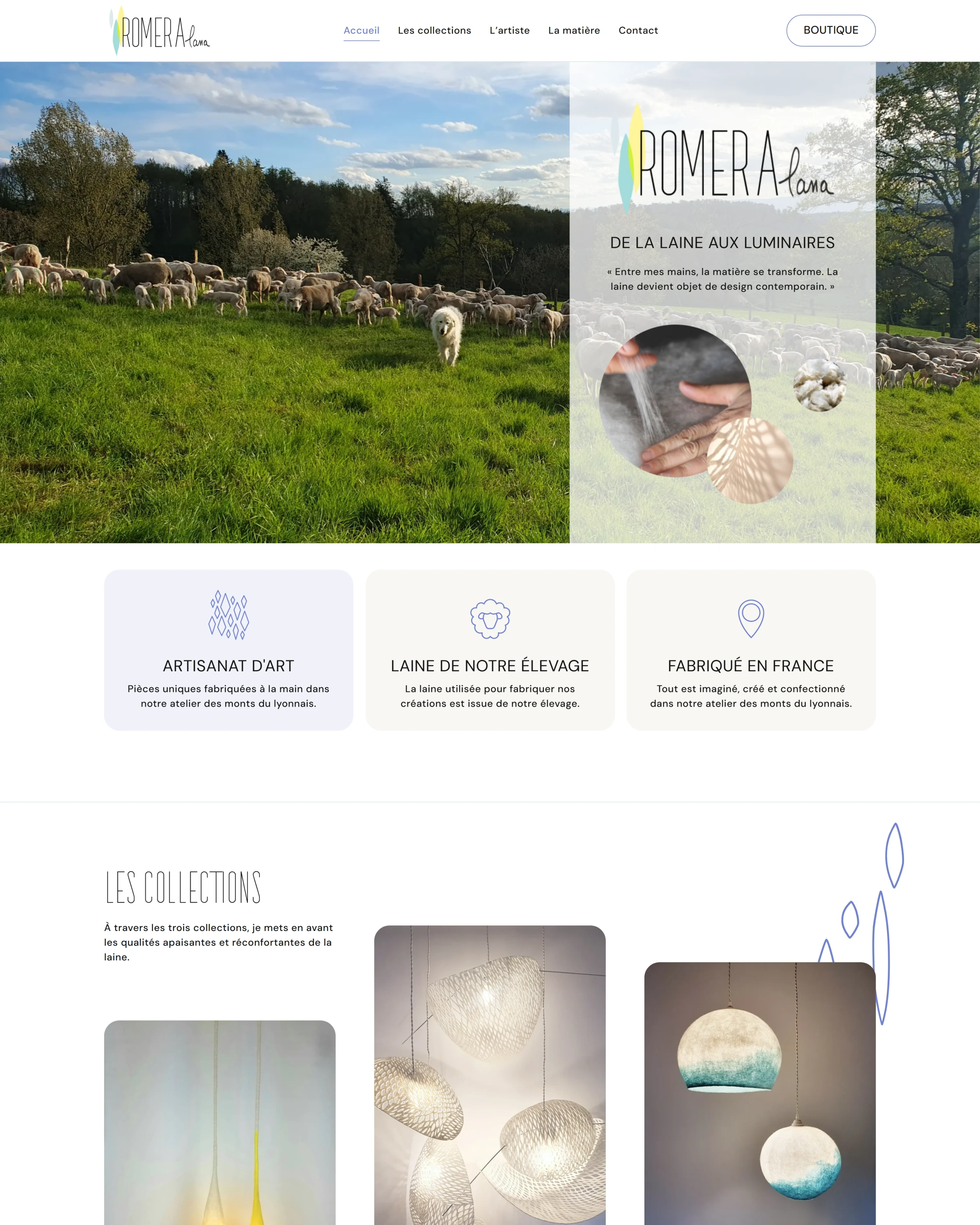 Page d'accueil du site Romera Lana