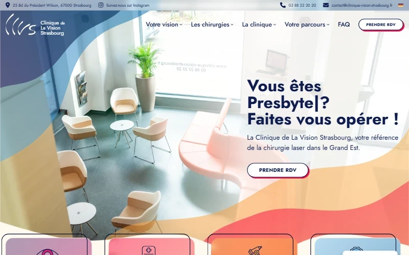 Le site Clinique de la Vision Strasbourg affiché sur ordinateur