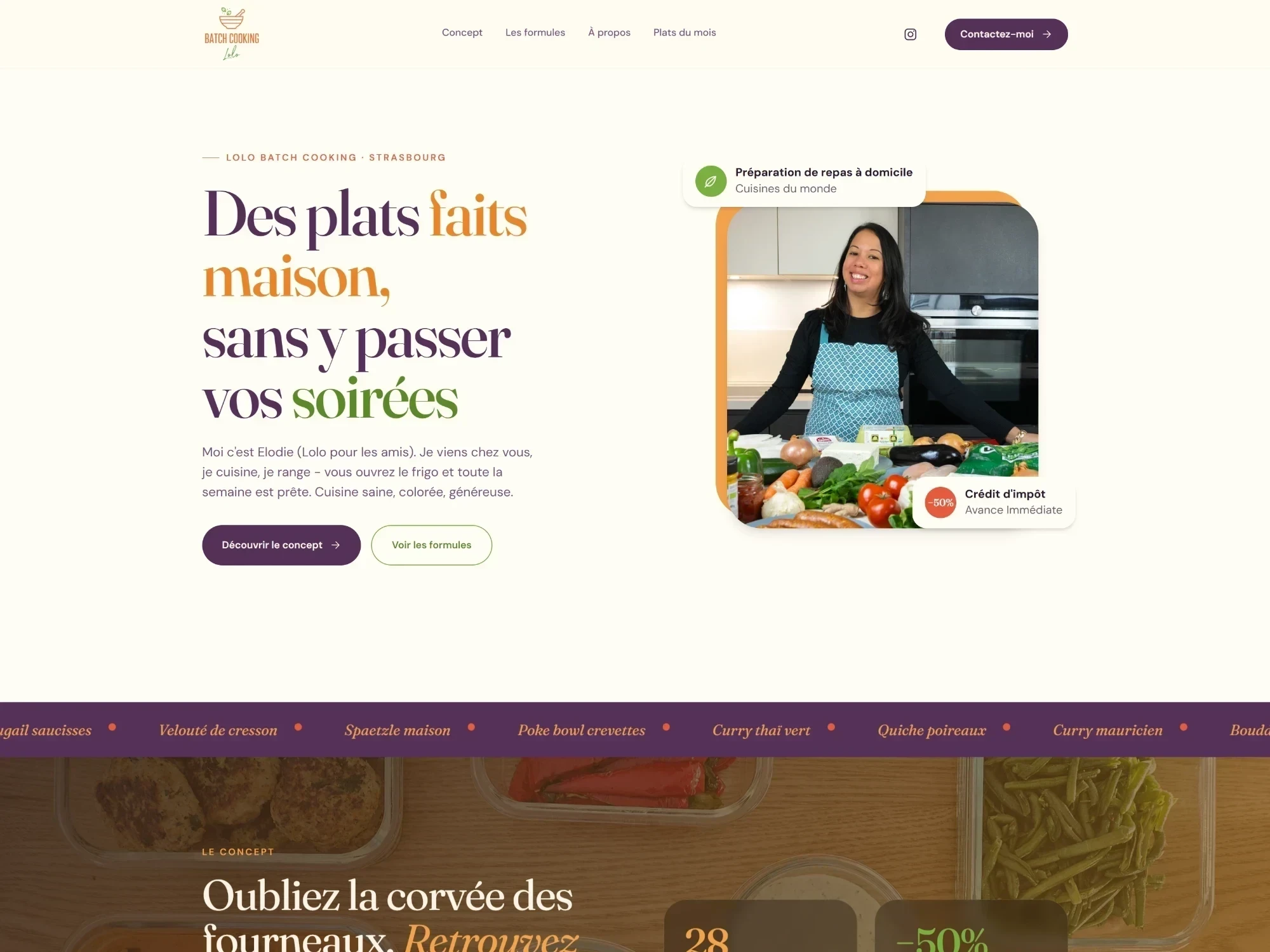 Le site Lolo Batch Cooking affiché sur ordinateur