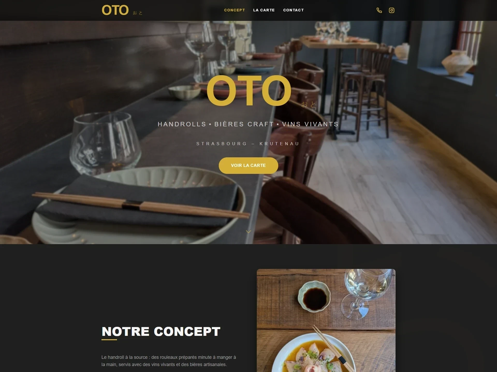 Aperçu desktop du site Restaurant OTO
