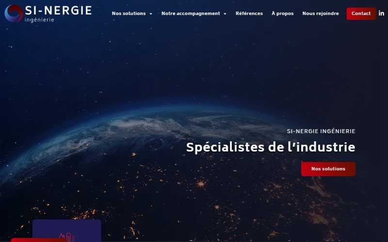Le site Si-nergie Ingénierie affiché sur ordinateur
