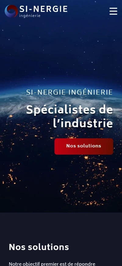Le site Si-nergie Ingénierie affiché sur téléphone